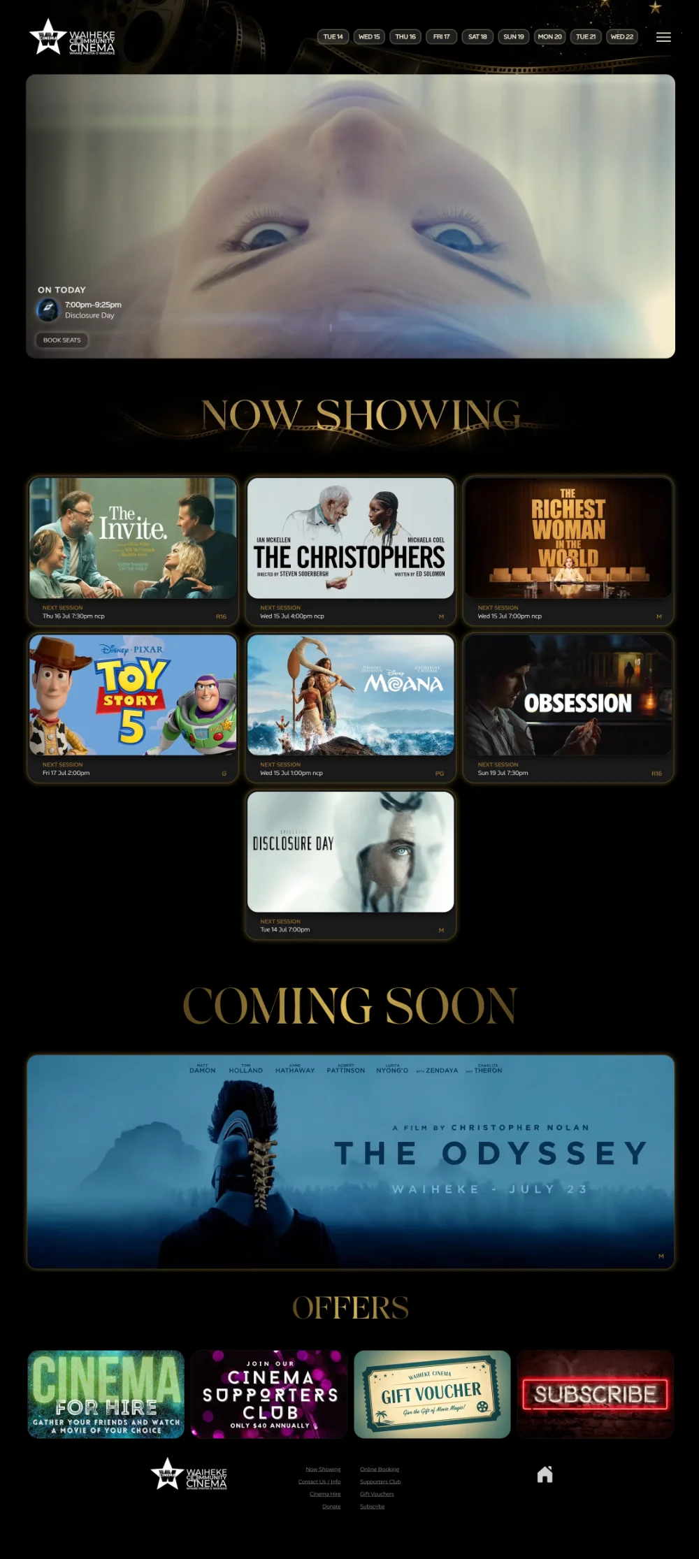 Cinografix cinema website homepage